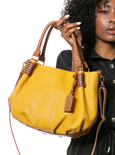 Bolsa em Couro Miami Amarelo e Caramelo